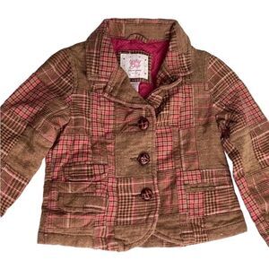 Baby Gap girl’s toddler plaid patch black jacket size 3T